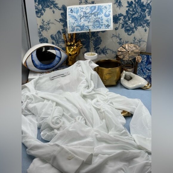 🆕 CHRISTOPHER ESBER 🧿 NWOT Venus Plunge Shirt Maxi Dress, White - Sz AU8 US 4 - Picture 12 of 16